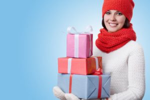 woman with gift boxes