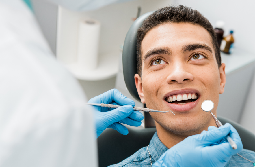 Man at dental exam